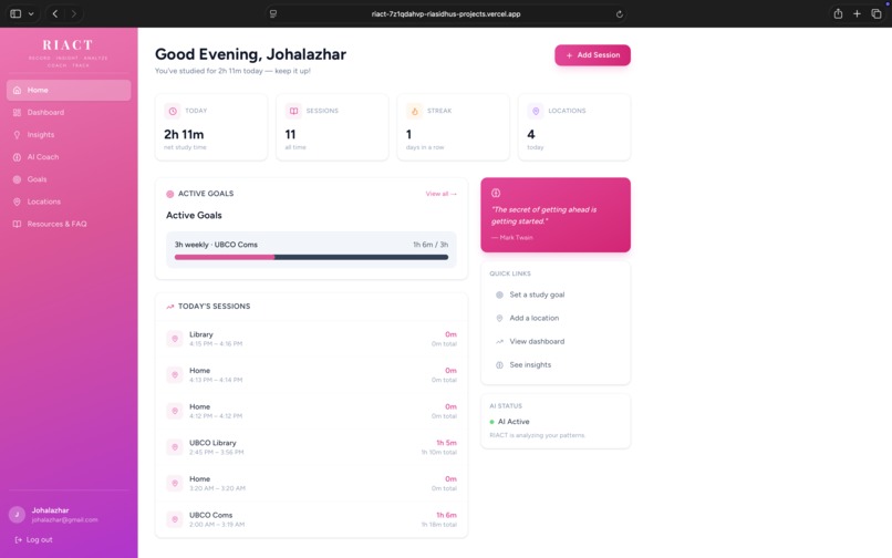 RIACT (Record, Insight, Analyze, Coach, Track) – screenshot 3