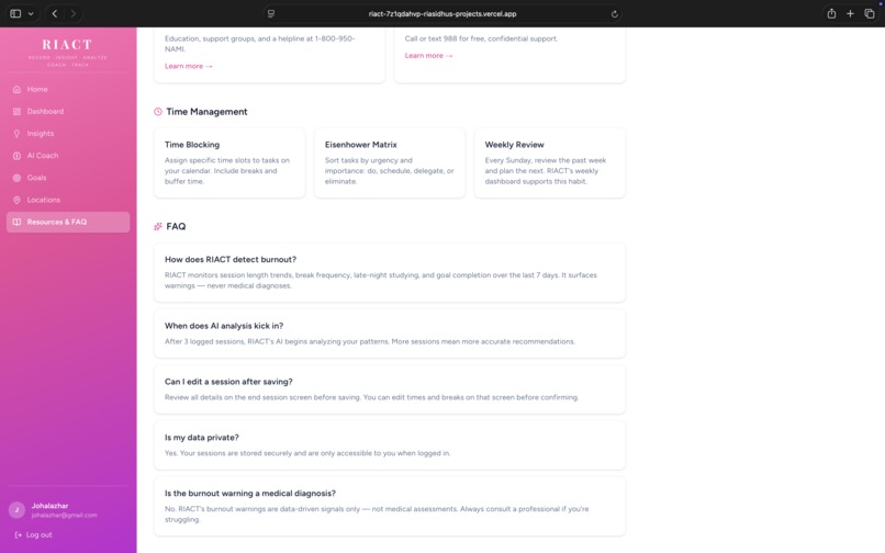 RIACT (Record, Insight, Analyze, Coach, Track) – screenshot 6