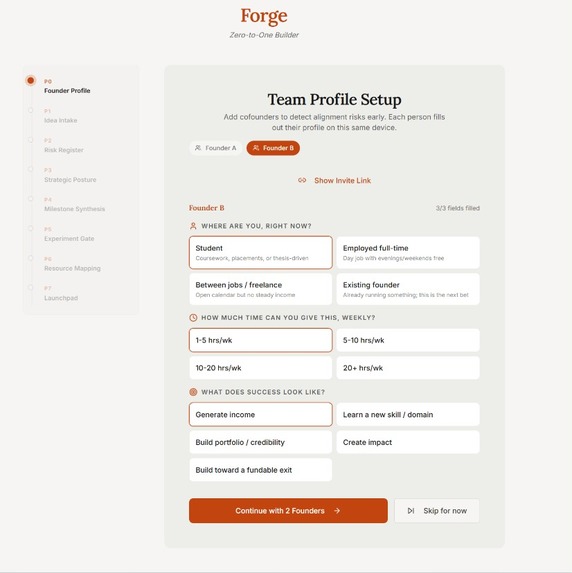 FORGE-The AI-powered gauntlet for early-stage founders – screenshot 1