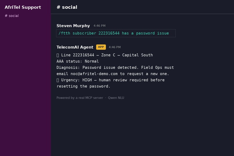 TelecomAI Agent for Slack – screenshot 1