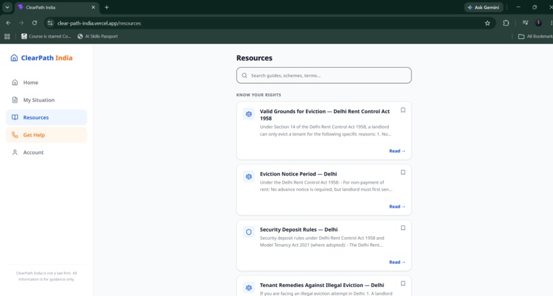ClearPath India: AI-Powered Housing Stability Guide – screenshot 1