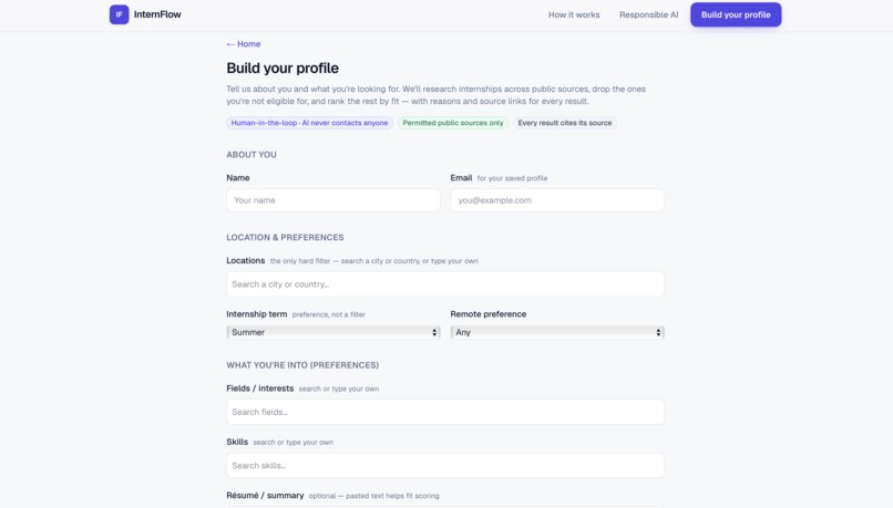 Internflow – screenshot 2