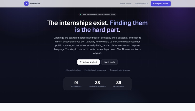 Internflow – screenshot 1