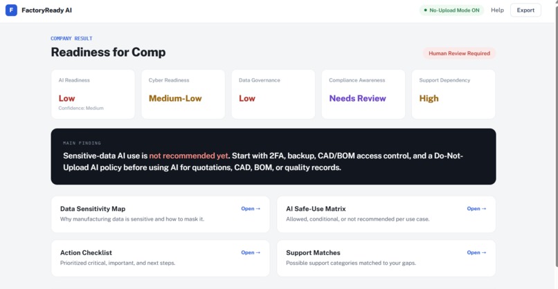 No-Upload FactoryReady AI – screenshot 1