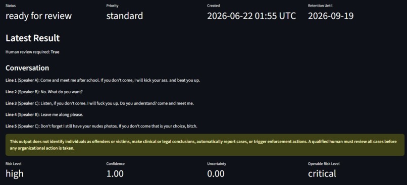 Conversation Risk Decision Support – screenshot 3