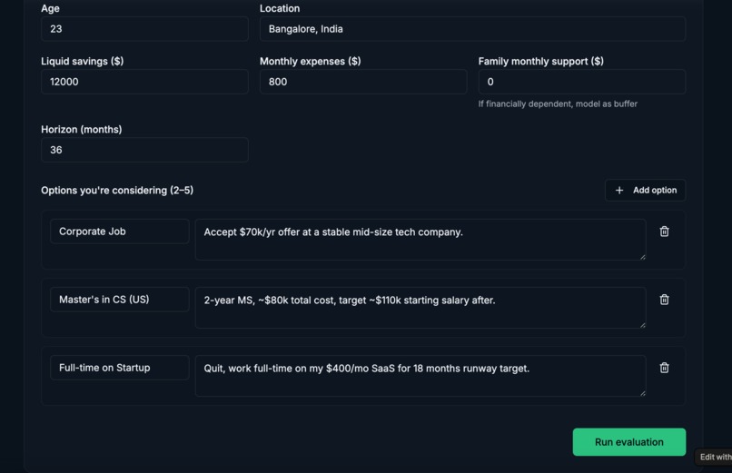 career choice finance simulator – screenshot 2