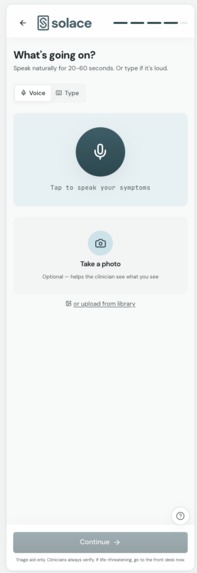 Solace: The AI-Powered ER + Patient Intake companion – screenshot 1