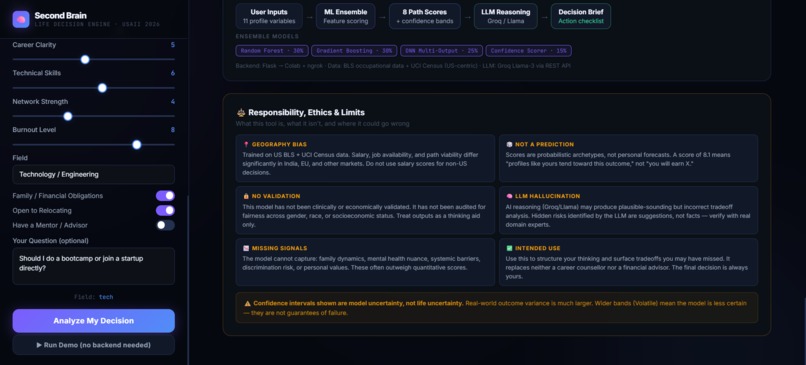 Second Brain: A Heterogeneous AI Ensemble for Life Decisions – screenshot 3