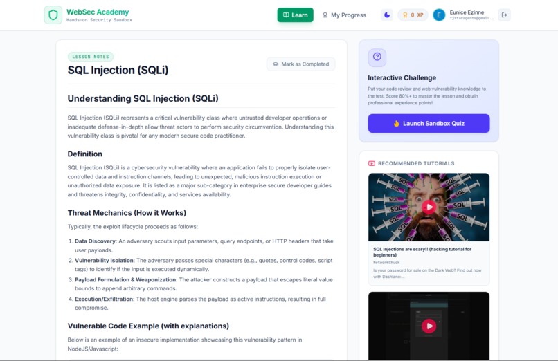 WebSec Academy – screenshot 5