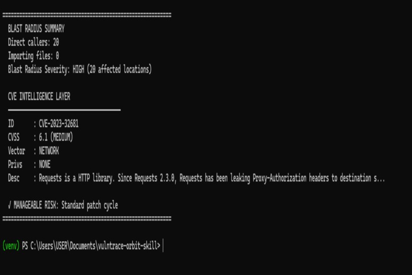 VulnTrace — Orbit Vulnerability Blast Radius Tracer – screenshot 1