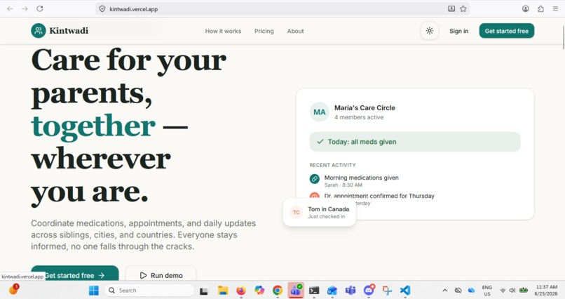 Kintwadi: One shared record for family caregiving – screenshot 1