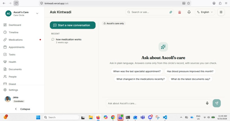 Kintwadi: One shared record for family caregiving – screenshot 4