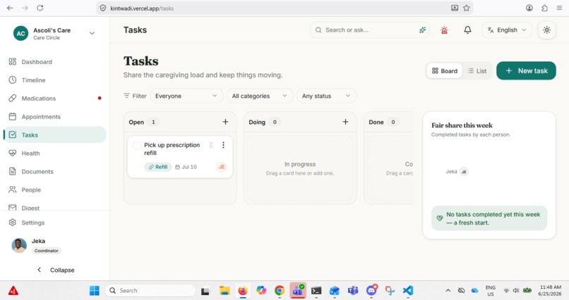 Kintwadi: One shared record for family caregiving – screenshot 9