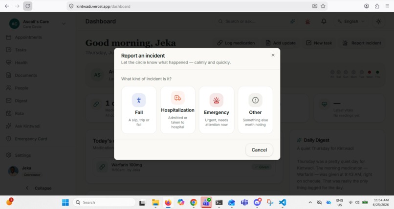 Kintwadi: One shared record for family caregiving – screenshot 10