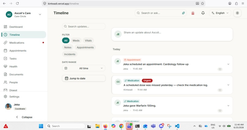Kintwadi: One shared record for family caregiving – screenshot 11