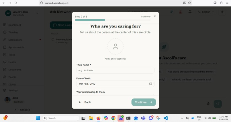 Kintwadi: One shared record for family caregiving – screenshot 12