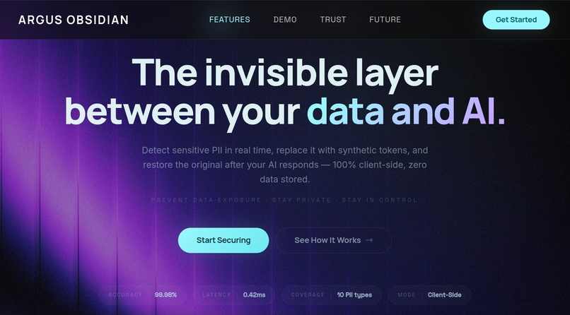 ARGUS OBSIDIAN: The Privacy Layer for AI – screenshot 6