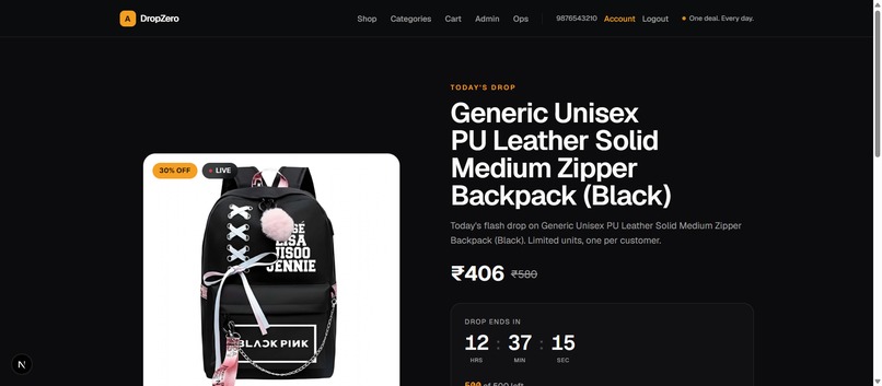 DropZero - Zero-oversell flash sales on Aurora DSQL – screenshot 1