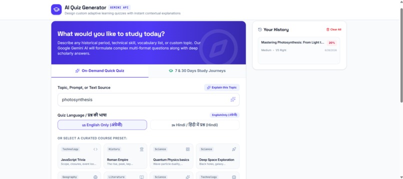 AI QUIZ GENRATOR – screenshot 1