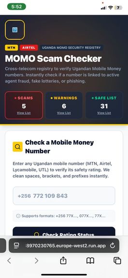 MOBILE MONEY SCAM CHECKER UGANDA – screenshot 1