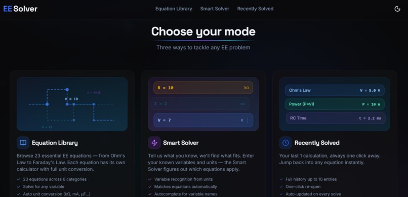 EE Solve — Electrical Engineering Formula Calculator – screenshot 3