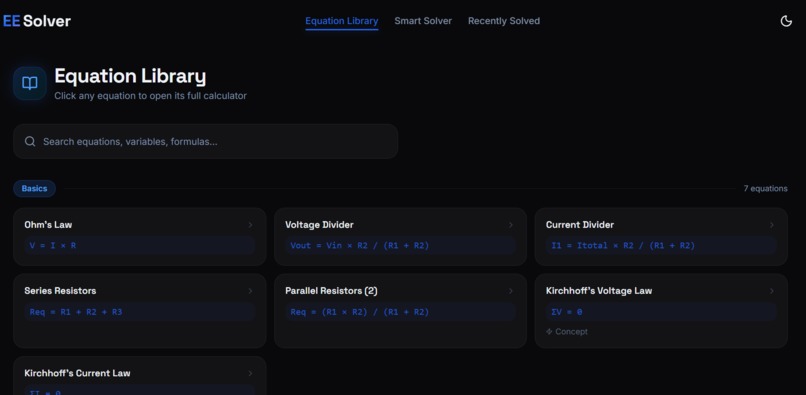 EE Solve — Electrical Engineering Formula Calculator – screenshot 4