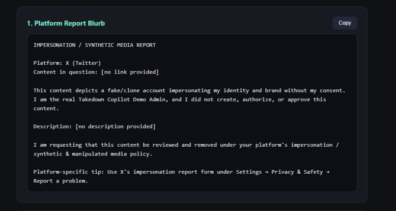 Takedown Copilot – screenshot 1