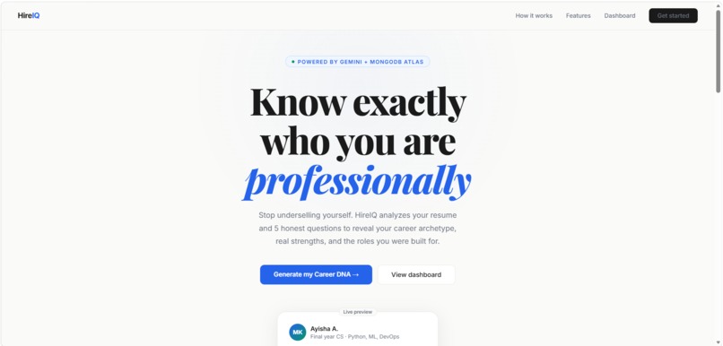 HireIQ — Career DNA Agent – screenshot 1