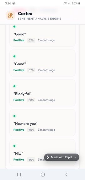 Cortex: Sentiment Analysis Engine – screenshot 2