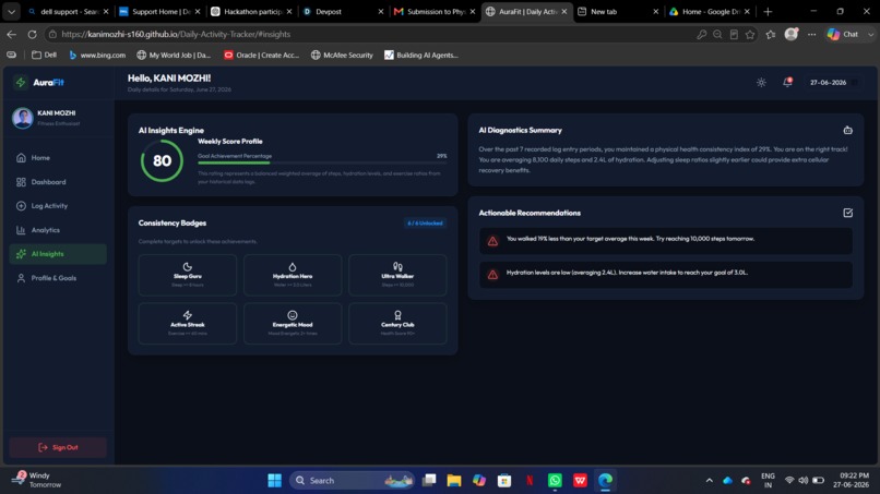 Daily Activity Tracker with AI Insights – screenshot 1