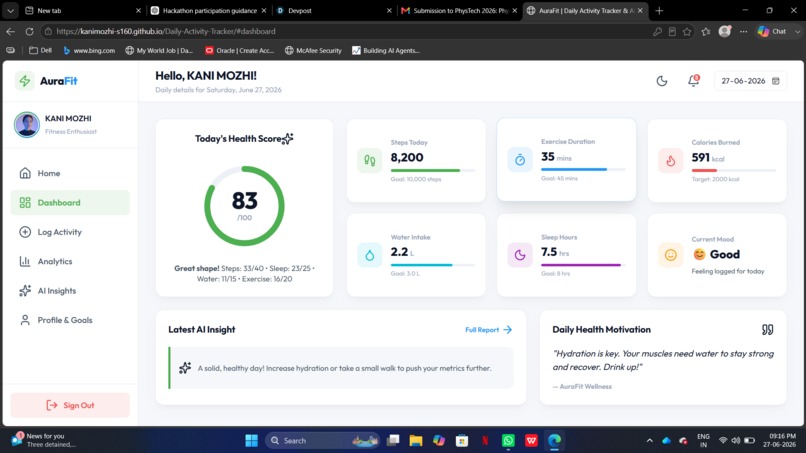Daily Activity Tracker with AI Insights – screenshot 2