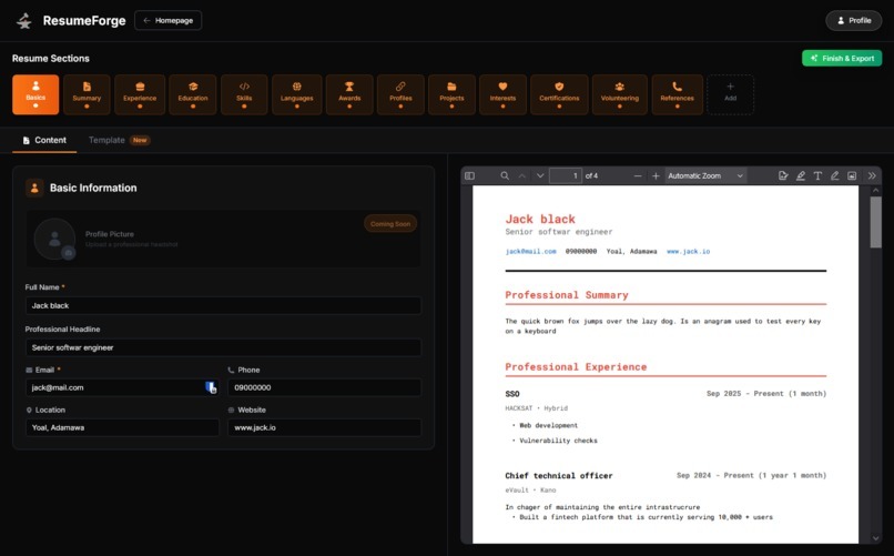 ResumeForge – screenshot 2