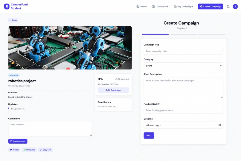CampusFund: Empowering Student Innovations – screenshot 4