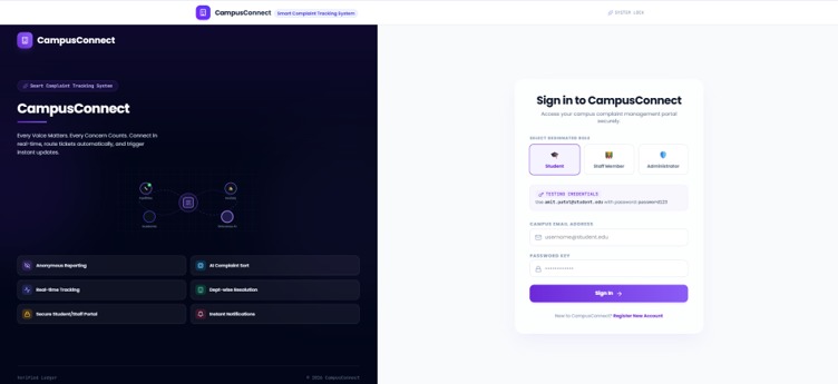 CampusConnect: Smart Complaint Tracking System – screenshot 2