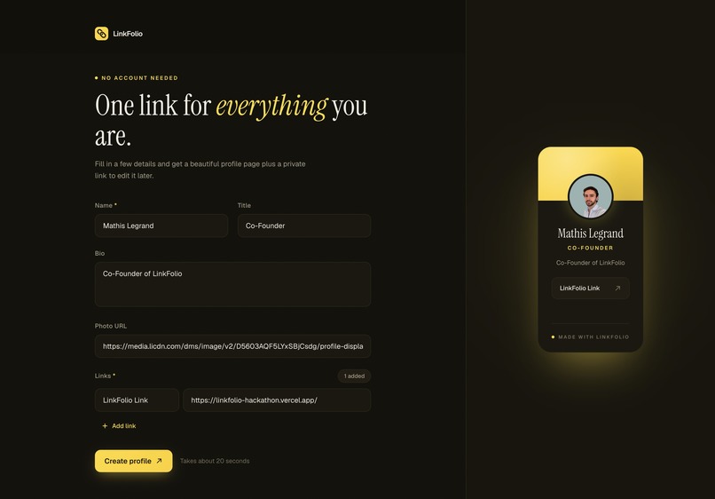LinkFolio – screenshot 1