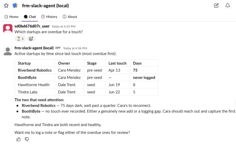 Founder Relationship Manager — a Slack agent – screenshot 4