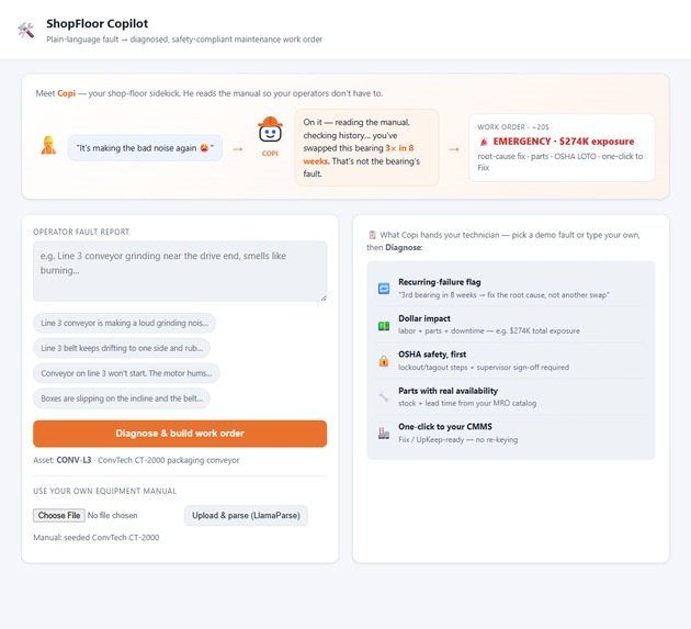 ShopFloor Copilot — Maintenance Work-Order Agent – screenshot 2
