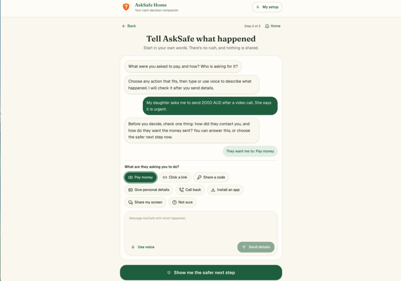 AskSafe Home – screenshot 2