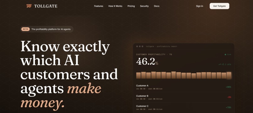 Tollgate - Real-Time Margin Observability for AI Agents – screenshot 1