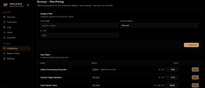 Tollgate - Real-Time Margin Observability for AI Agents – screenshot 8
