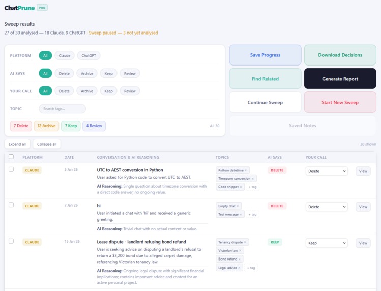 ChatPrune – screenshot 2