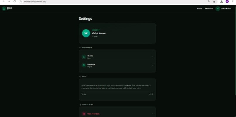 ECHO AI - A Digital Memory Layer for Humanity – screenshot 3