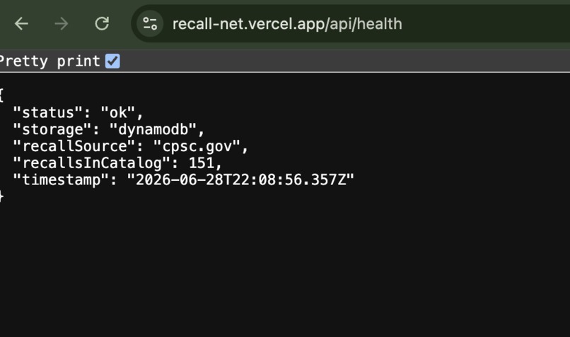 RecallNet — Recall Intelligence for Your Purchases – screenshot 2