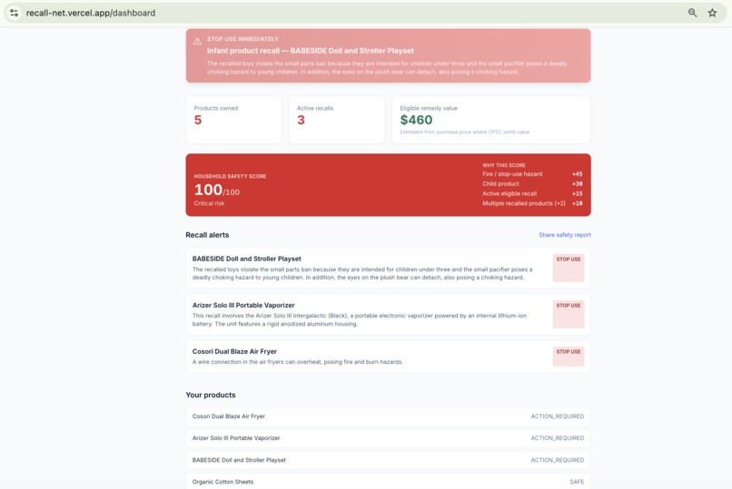 RecallNet — Recall Intelligence for Your Purchases – screenshot 3