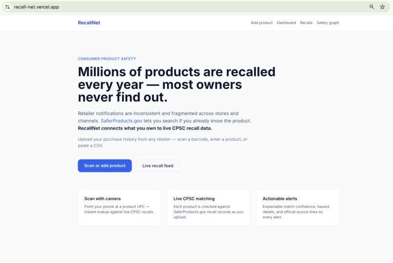 RecallNet — Recall Intelligence for Your Purchases – screenshot 4