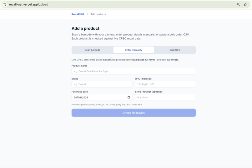 RecallNet — Recall Intelligence for Your Purchases – screenshot 6