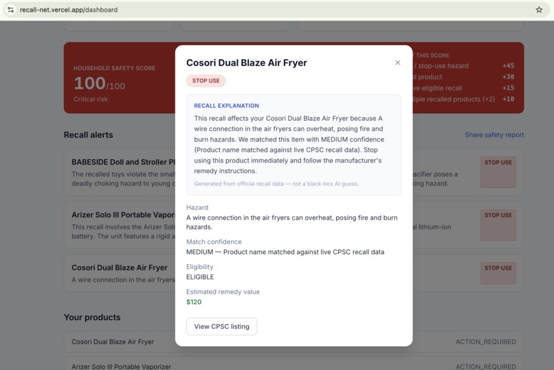 RecallNet — Recall Intelligence for Your Purchases – screenshot 10