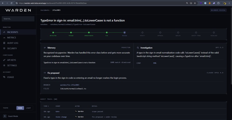 Warden: The AI On-Call Engineer – screenshot 3