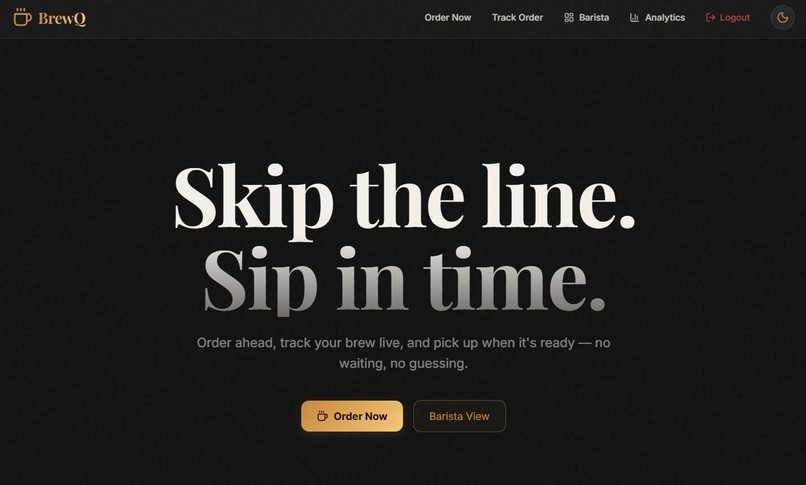 BrewQ: Smart Cafe Ordering & Barista Management Platform – screenshot 1
