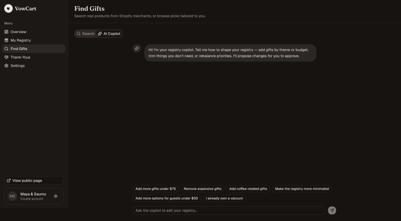 VowCart: AI-Powered Universal Wedding Registry – screenshot 7